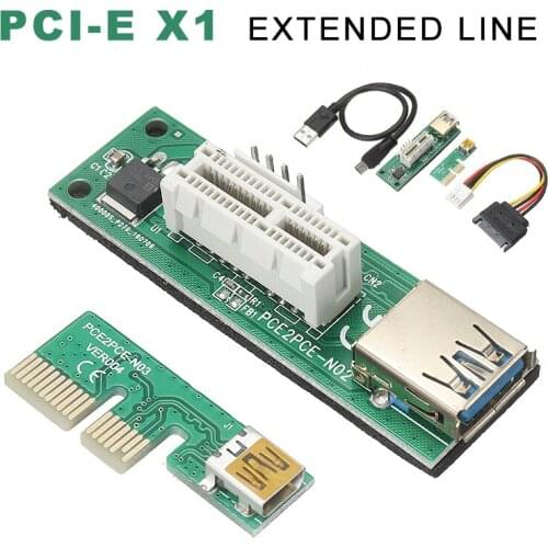 POHIKS 1set Mini PCI-E 1X Adapter Network Card Durable Metal Connectors Extender Riser Cards With Extension Cable
