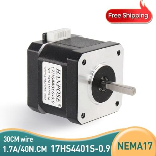 5pcs Nema17 Stepper Motor 0.9 degree 42 motor 40MM 4-lead 17HS4401S 0.9 degree 40N.CM 1.7A for Motor in automatic feeder