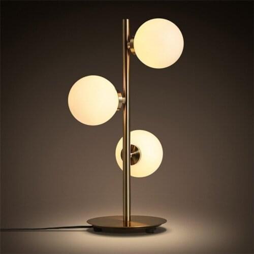 Nordic Minimalist Art Molecular Table Lamp Romantic Bedroom Creative Metal Glass Ball Bedside Cafe Study Led Lighting