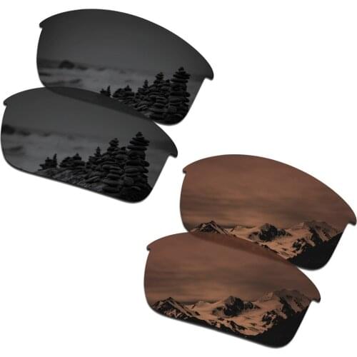SmartVLT 2 Pairs Polarized Sunglasses Replacement Lenses for Oakley Bottle Rocket Stealth Black and Amber Brown