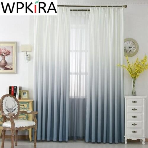 Modern Gradient Curtains Living Room Semi-Blackout Cloth Drapes For Bedroom Tulle Curtain Window Blue Wedding Decora WP185-30