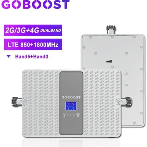 GOBOOST 70dB Signal Booster 2g 3g 850 LTE 4G DCS 1800 Cellular Amplifier 4g Repeater For Mobile Phone Booster dual band 5 band3