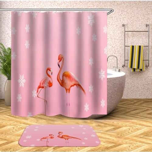 Nordic Pictures Polyester Waterproof Shower Curtains High Quality Animals Flamingo Shower Curtain In The Bathroom