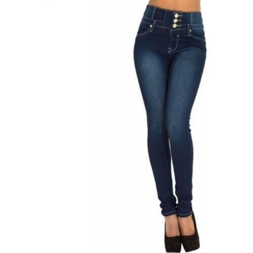 2019 New Arrival Wholesale Woman Denim Pencil Pants Top Brand Stretch Jeans High Waist Pants Women High Waist Jeans