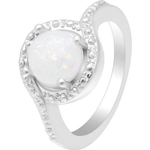 HainonElegant Opal Finger Rings For Women White Oval Stone Silver Plated Ring Set Top selling Fasgion Jewelry For Party