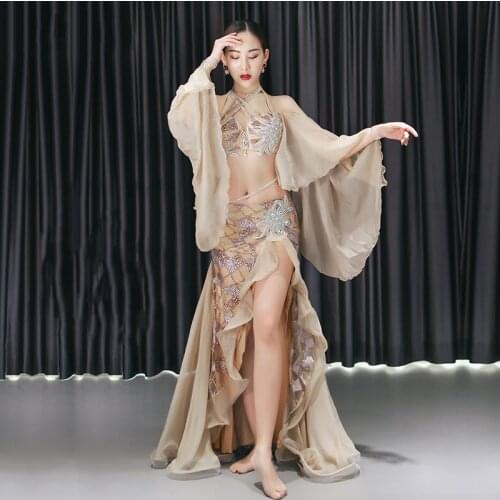 Belly Dance Clothes Women Adult Elegant Shiny Stage Performance Costume Professional Oriental Dance Handmade Clothing DQL4145