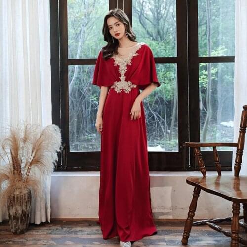 2021 Women Long Prom Dresses Burgundy Satin Sexy Backless Lacing Up Evening Party Dress Toast Clothing Vestidos De Festa
