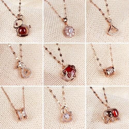 2021 new creative inlaid zircon lip chain titanium steel necklace womens colorful Copper Pendant womens Necklace