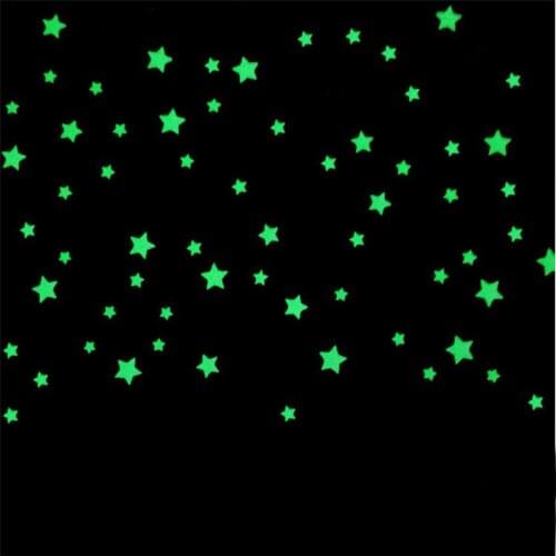 Sky Starry Nightlight Clear Star Wall Sticker 100PC Kids Bedroom Beautiful Fluorescent Glow In The Dark Stars Wall Stickers