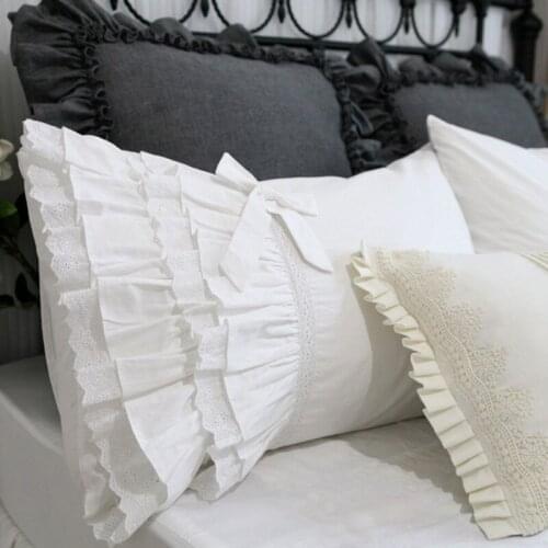 2pcs cake layers pillow case American lace ruffle pillow cover pillow case pillow sham sweet bowknot design pillowcase wedding