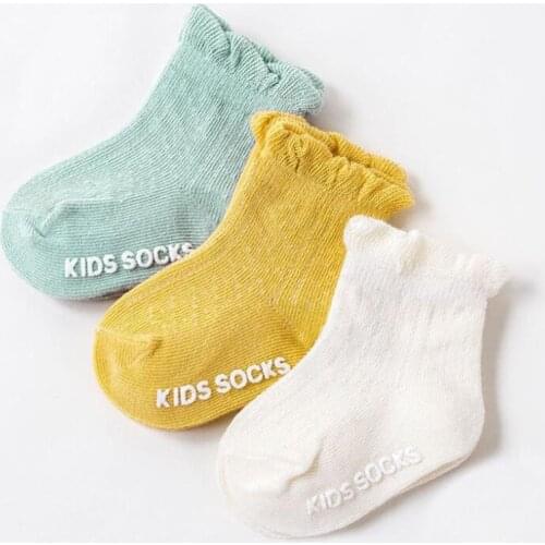 3 Pairs/set Breathable Newborn Baby Socks Spring Autumn Cotton Cute Non-slip Socks Girls Boys Children Thin Mesh Sock