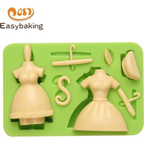 3D Woman Skirt Hangers Hook Shape Chocolate Candy Cookie Mould Cake Decorating Tools DIY Baking Fondant Silicone Resin Mold