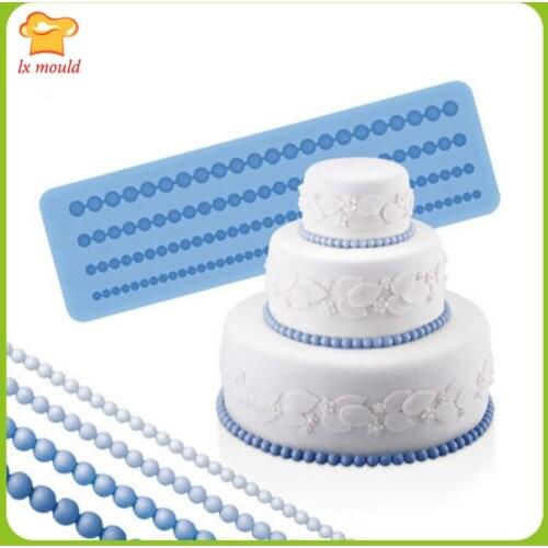 Long Pearl Necklace Fondant Cake Dry Pez Handmade Chocolate DIY Baking Decoration Lace Silicone Mold