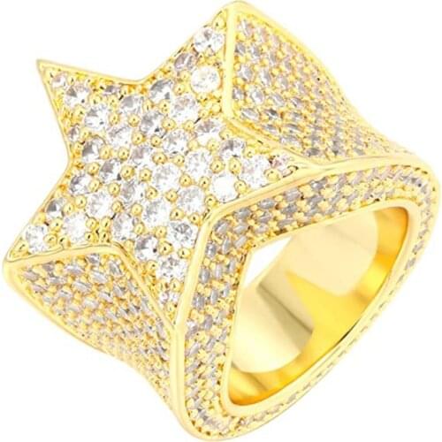 White Rhinestone Ring Zircon Star Engagement Ring for Men Women Wedding Party Jewelry