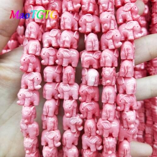 20pcs/lot Pink Elephant Coral Beads For Jewelry Making Necklace Earring 14mm Loose Spacer Croal Beads Accessories Wholesale