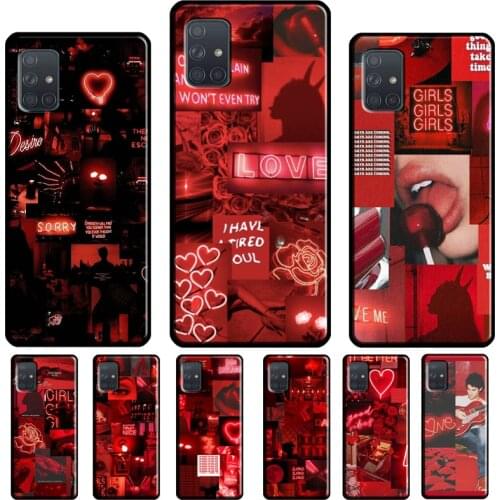 Red Aesthetic Collage For Samsung Galaxy A72 A32 A12 A51 A71 A01 A02S A20e A21S A50 A70 A40 A42 A52 Phone Case