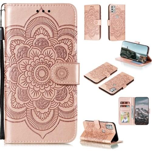 Datura Flower Embossed Pu Leather Phone Case for Motorola Moto G Stylus 2021 Card Slot Wallet Photo Frame Kickstand Back Cover