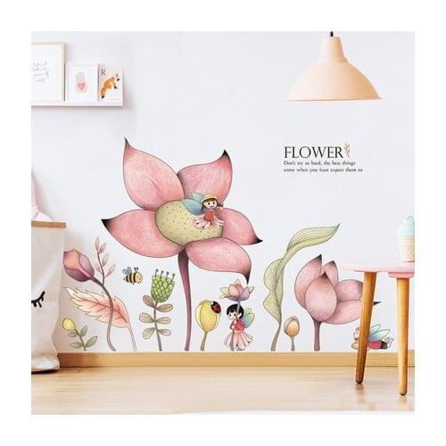 DIY 74*100cm Flower Animal Kids Room Wall Art PVC Wall Sticker Lovely Girl Bedroom Home Decoration Wallpaper Mural