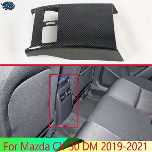 For Mazda CX-30 DM 2019-2021 Car Accessories Carbon Fiber Style Plated Armrest Box Rear Air Vent Frame Trim Cover