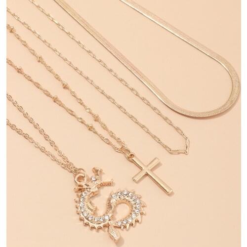 Double Layer Gold Link Chain Arrow Choker Necklace For Women Vintage Dragon Pendant Necklace Statement Jewelry Gifts