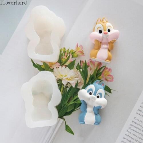Diy Candle Making Supplies Epoxy Mold Cute Squirrel Plaster Silicone Mold Resin Mould Soap Form Fondant Molds Baking Accessories