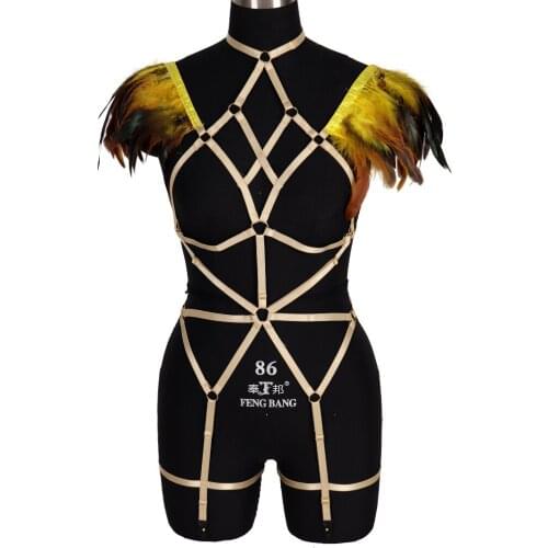 Erotic Garters Suspenders Lingerie Sword Belt Elastic Goth Dance Party Wear Sexy Lingerie Set Women Adjustable Harness Bra Cage