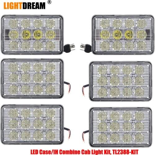 6x4 LED Cab Light Kit For Case IH Combine TL2388-KIT Includes 2pcs LD6603 (Center Hi/Lo Beams) + 4pcs LD6607 (Outer High Beams)