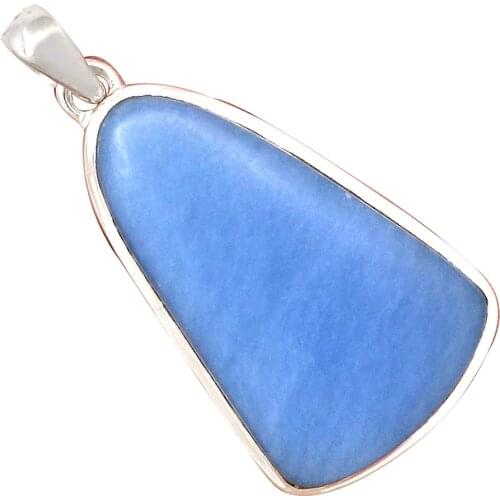 Genuine ANGELITE Pendant 925 Sterling Silver, 43.4 mm, AP6463