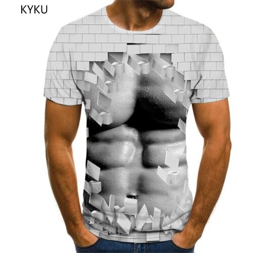 KYKU Muscle T-shirt Men Abdominal Muscles Tshirts Casual Hip Hop Funny T shirts Rock T-shirts 3d Short Sleeve T shirts