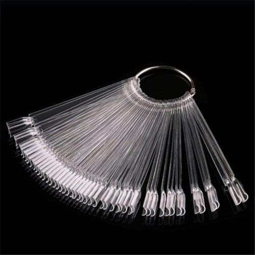 False Nail Tips Fan Board Nature Clear 50pcs/set Finger Full Card Nail Art Display Practice Display Gel Polish all for Manicure