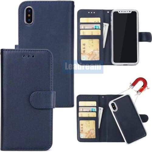 300pcs 2:1 Magnetic Diary Book Flip Cover For iPhone 11 Pro Max X XS MAX XR 7 8 6 6S Plus 2 In 1 Wallet Leather Case Cover