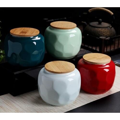 Tea Storage Small Tea Jar Tea Box Portable Travel Sealed Canister Storage Tank Ceramic Tea Caddy Tea Container Household