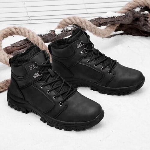 Men Waterproof Ankle Boots Winter Warm Plush Snow Boots Men Outdoor Work Boots Male Rubber Winter Mens Boots Size 46