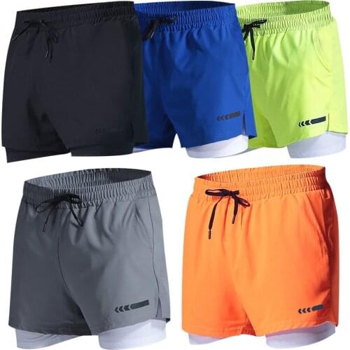 New 2 In 1 Mens Shorts for Quick Drying Sport Fitness for Running Workout Sports Shorts Mens Marathon Track and Field Shorts