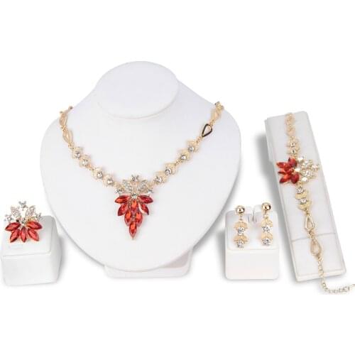Jewelry Set-Necklace Bracelet Earring Ring fashion Creativity Exaggeration Brides wedding Jewelry Set for Europe and America