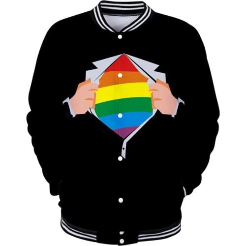Support LGBT Gays Varsity Jacket 3D Men Women Fashion Bomber Jacket Casual Coat Harajuku Autumn Jackets Rainbow Flag 3D Jackets