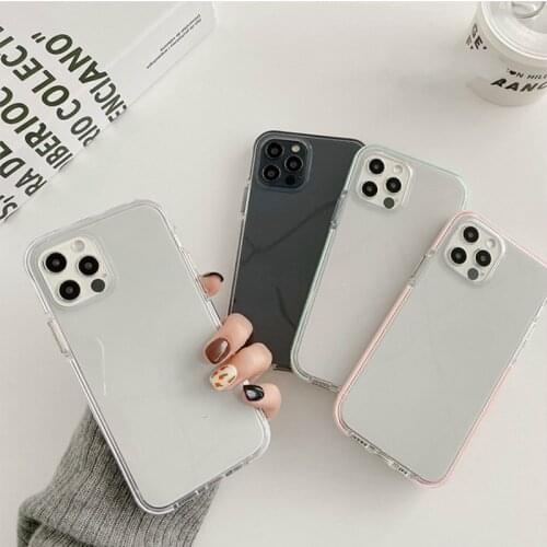 GIMFUN Transparent Colorful Bumper Phone Case for iPhone 12 Mini 11 Pro Xr XS Max 7 8plus Simple Clear Soft TPU Back Cover