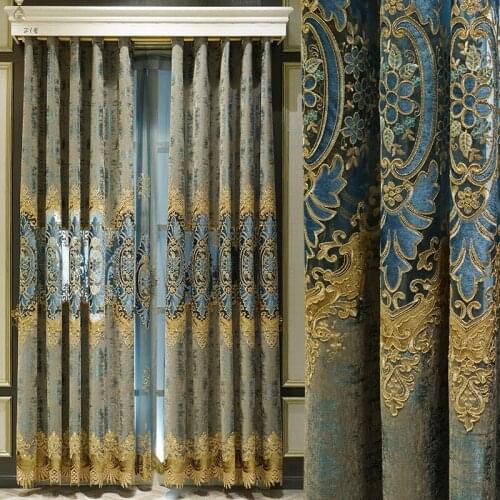 Luxury European Style Thickening Shading Pure Color Window Valance Italy Velvet Curtains for Living Room bedroom dining room