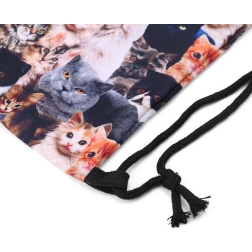 3D Print Drawstring Backpack Cute Cats Rucksack Shoulder Bags Gym Bag L4ME