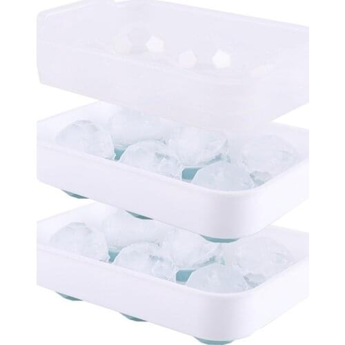 Silicone Ice Square Trays Set of 2 with Cover, Food Grade Creative Whiskey Ice Ball Mould, 6-Grid Spherical Ice Lattice
