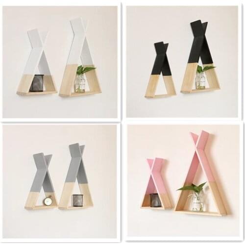 Nordic Nursery Wooden X Hanging Storage Shelf For Kids Room Decor Need Assemble by yourself Kids Room Decor Wood Shelf Wall Rack