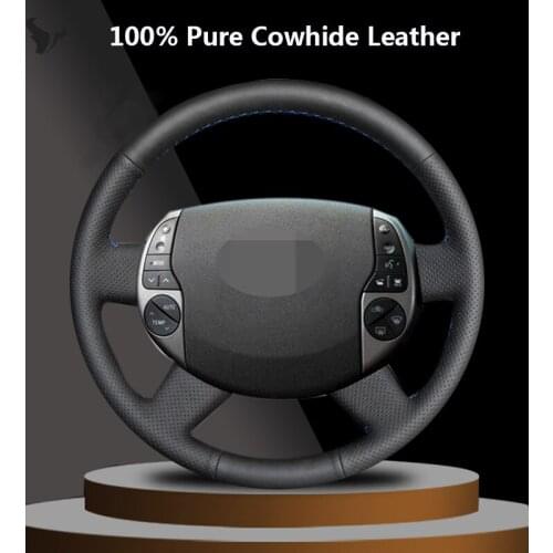 Hand-stitched Black Genuine Leather Steering Wheel Cover for Peugeot 408 /Peugeot 308
