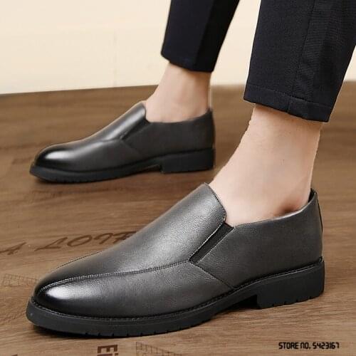 Black Grey Pointed Thick Bottom Slip On Oxford Shoes Men Casual Loafers Formal Dress Footwear Sapatos Tenis Masculino