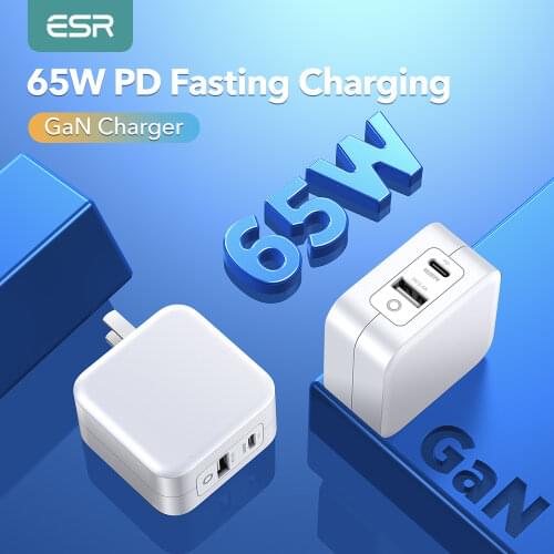 ESR 65W GaN Charger Quick Charge 3.0 Type C PD USB Charger Portable Fast Charger for iPhone 12 Pro Max Laptop US EU Plug Adapter