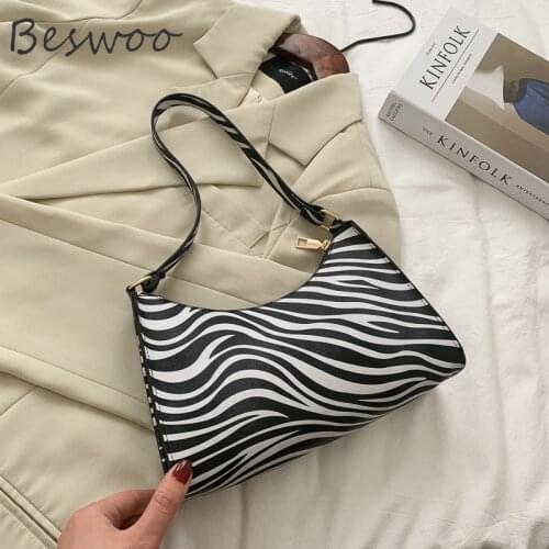 Women Luxury Handbags Fashion Zebra Print Leather Simple Underarm Shoulder Bags Female Baguette Purse Pouch Totes Designer Bag