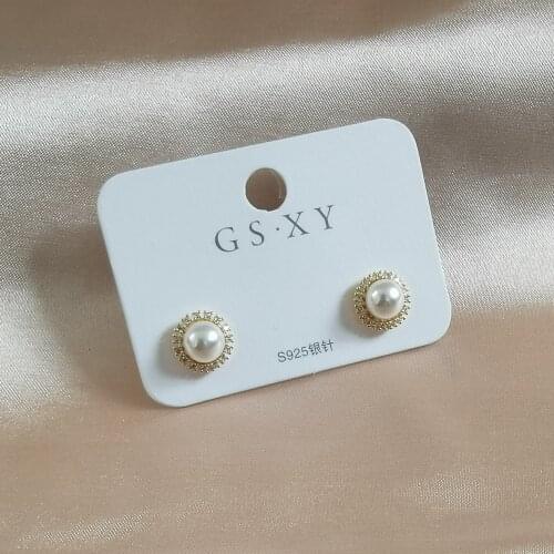 2021 Korean Fashion Earring For Women Natural Pearl Sparkle Zircon S925 Pin Stud Earring Cute Sun Flower Jewelry Gift Wholesale