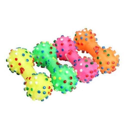 Pet Chew Toy Soft Small Rubber Bone Squeaky Toy Colorful Dot for Puppy Dog