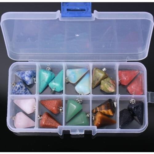 1box 10 pairs of Crystal Gemstone Quartz Pendulum Healing Dowsing Reiki Chakra Pendant Decorative gifts