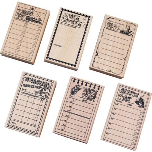 1pcs/lot vintage mulifunction plan template wooden stamp DIY decoration stamp for school and office suppliers