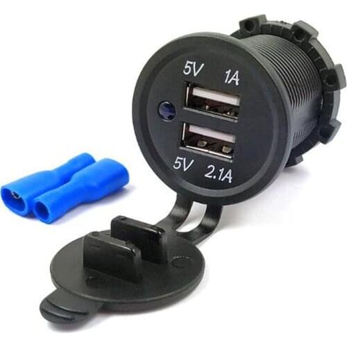 1Pcs 5V 2.1A Motorcycle Charger Scooter Car Accessories To Take Power Dual USB Modified Car USB Car Charger Adapter 12V/24V